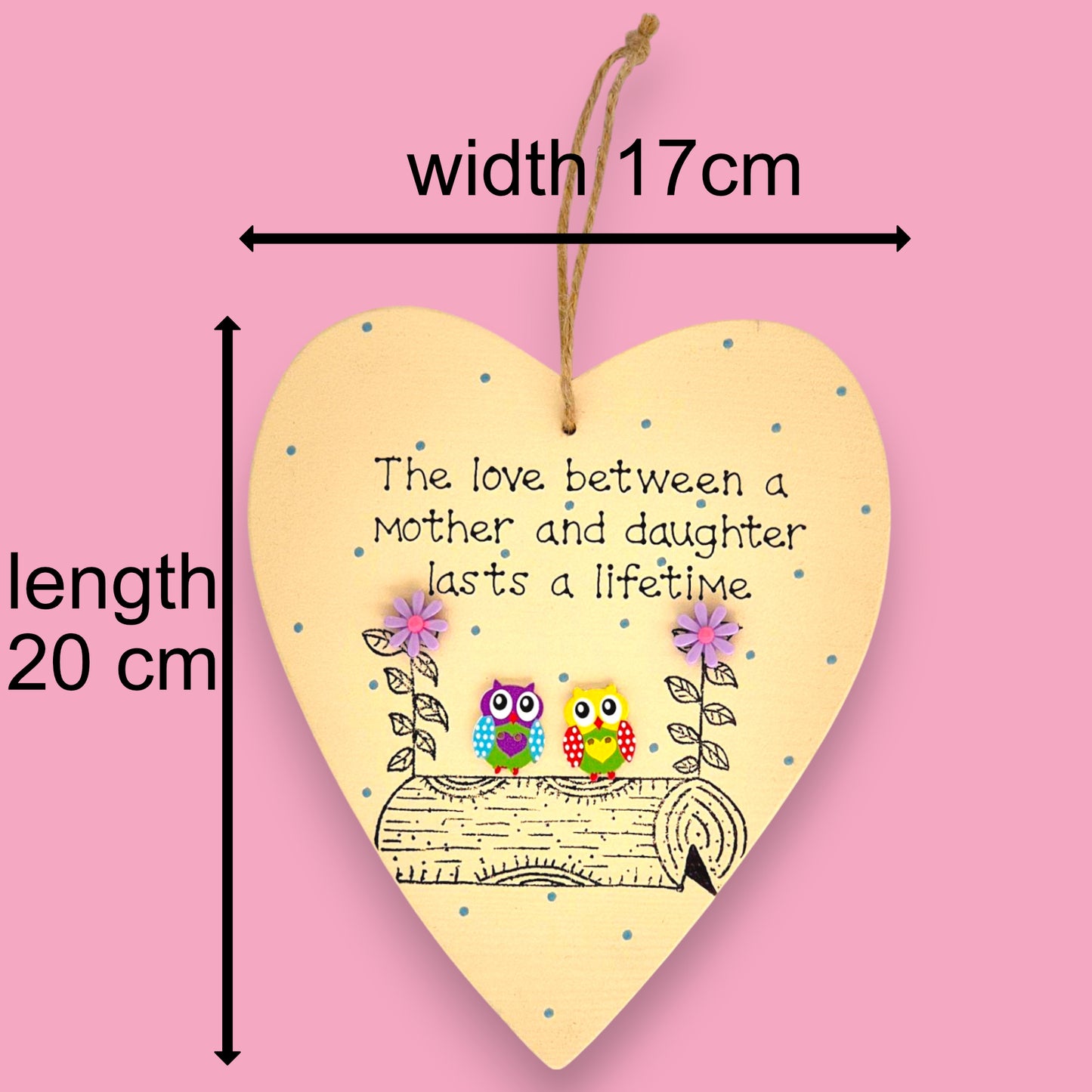wooden plaque sizes with the verse the love between a mother and daughter lasts a lifetime