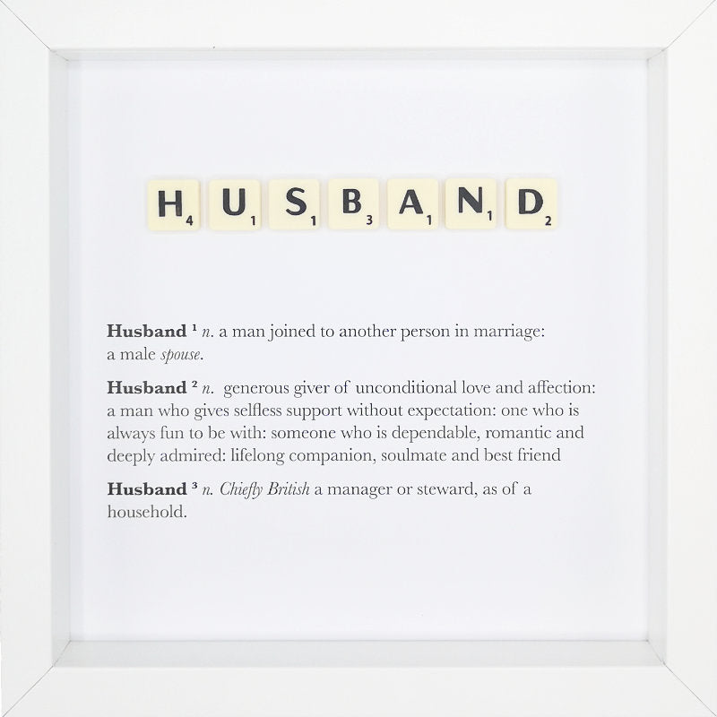 Husband Dictionary Definition Scrabble Letter Tile Boxed Frame