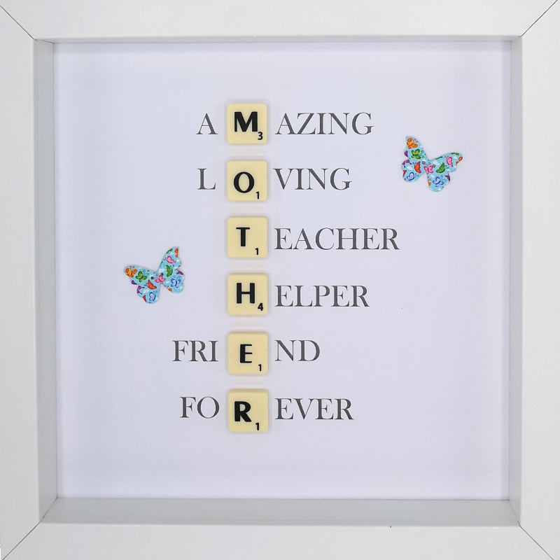 Mother Initials Scrabble Letter Tile Boxed Frame 3D Artwork