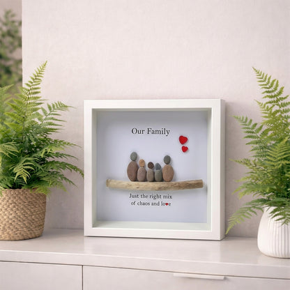 Personalised Pebble Family Picture Frame – Driftwood Stone Art