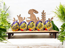 Load image into Gallery viewer, Easter bunny stand, with creme eggs, kids easter gift
