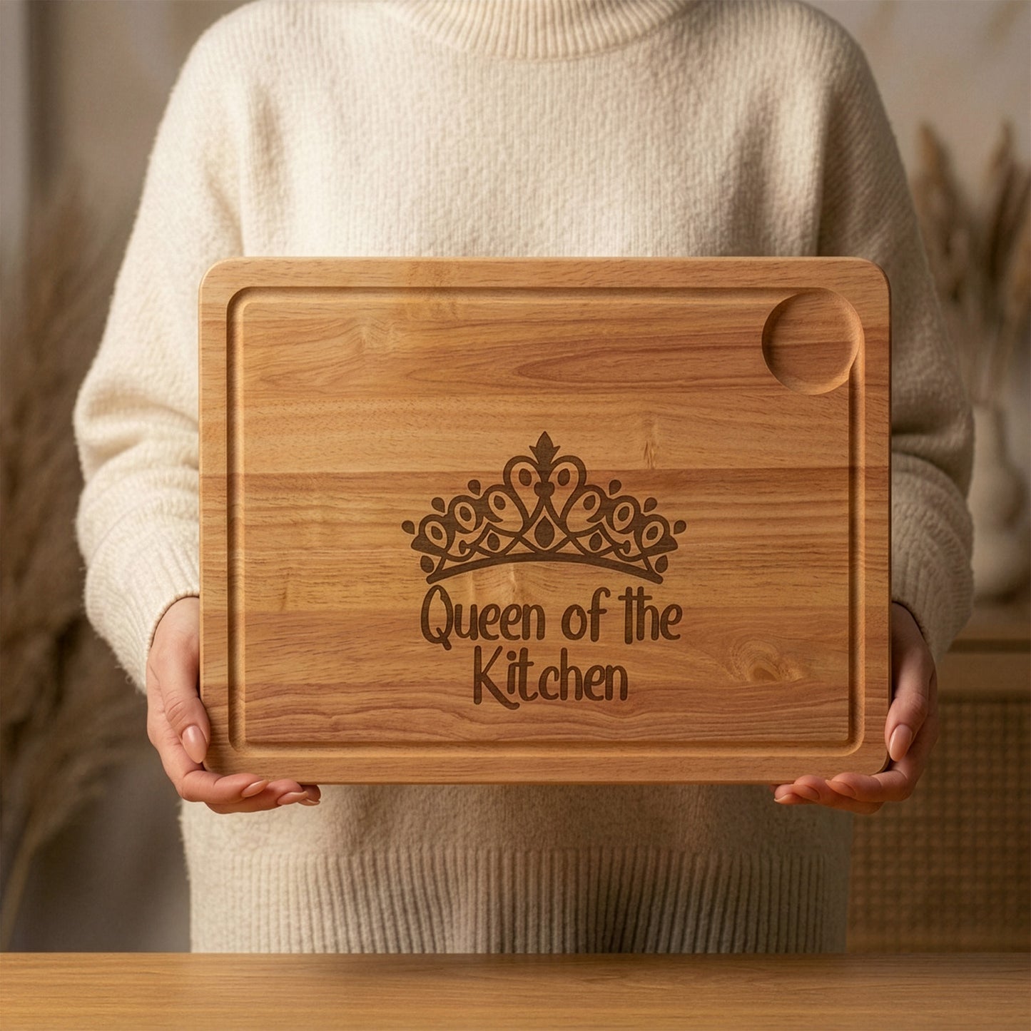 Personalised Queen of the Kitchen Chopping Board Gift UK