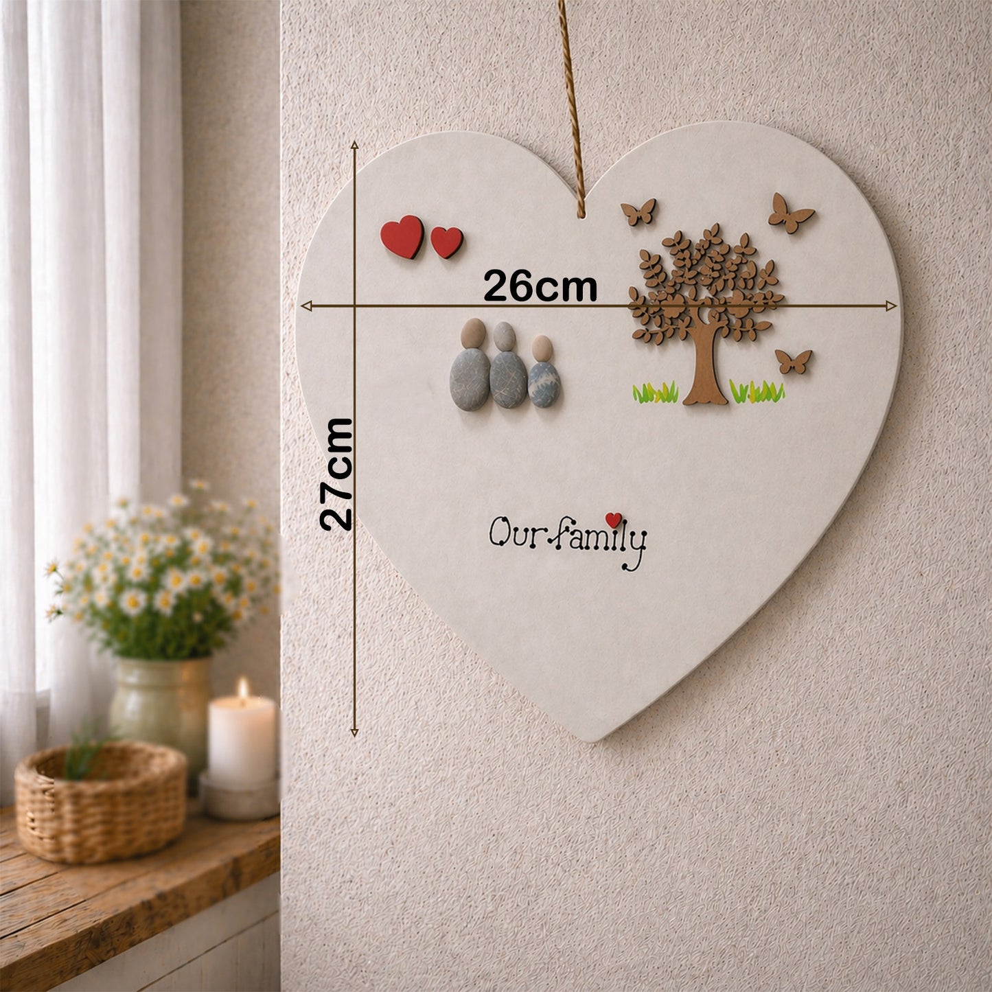 DIMENSIONS OF LARGE PEBBLE FAMILY WOODEN PLAQUE 