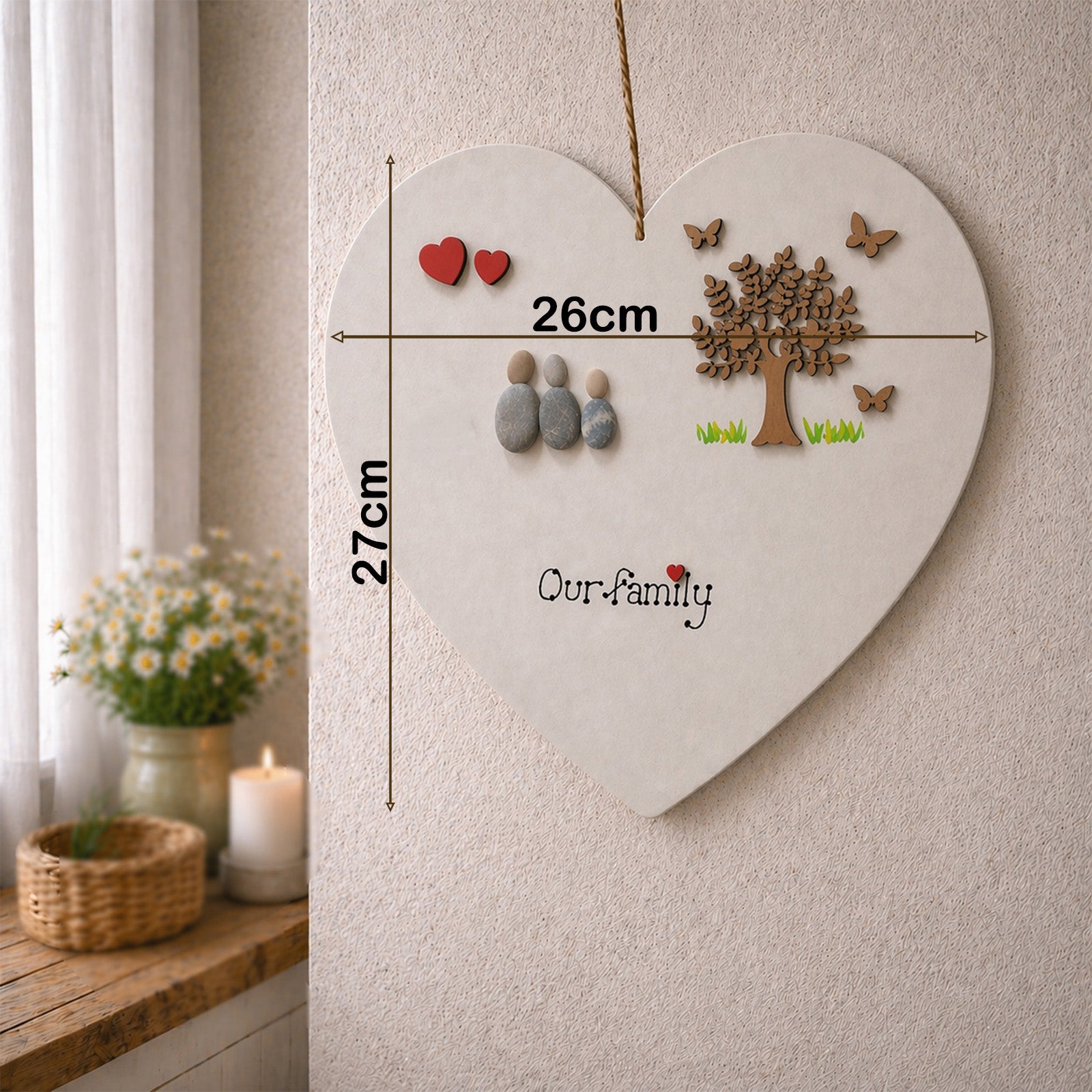 DIMENSIONS OF LARGE PEBBLE FAMILY WOODEN PLAQUE 
