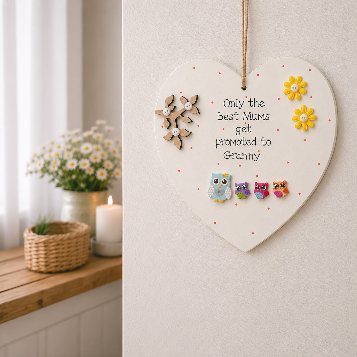 Wooden Heart Large Plaque Only the Best Mums Get Promoted to - MDF Style