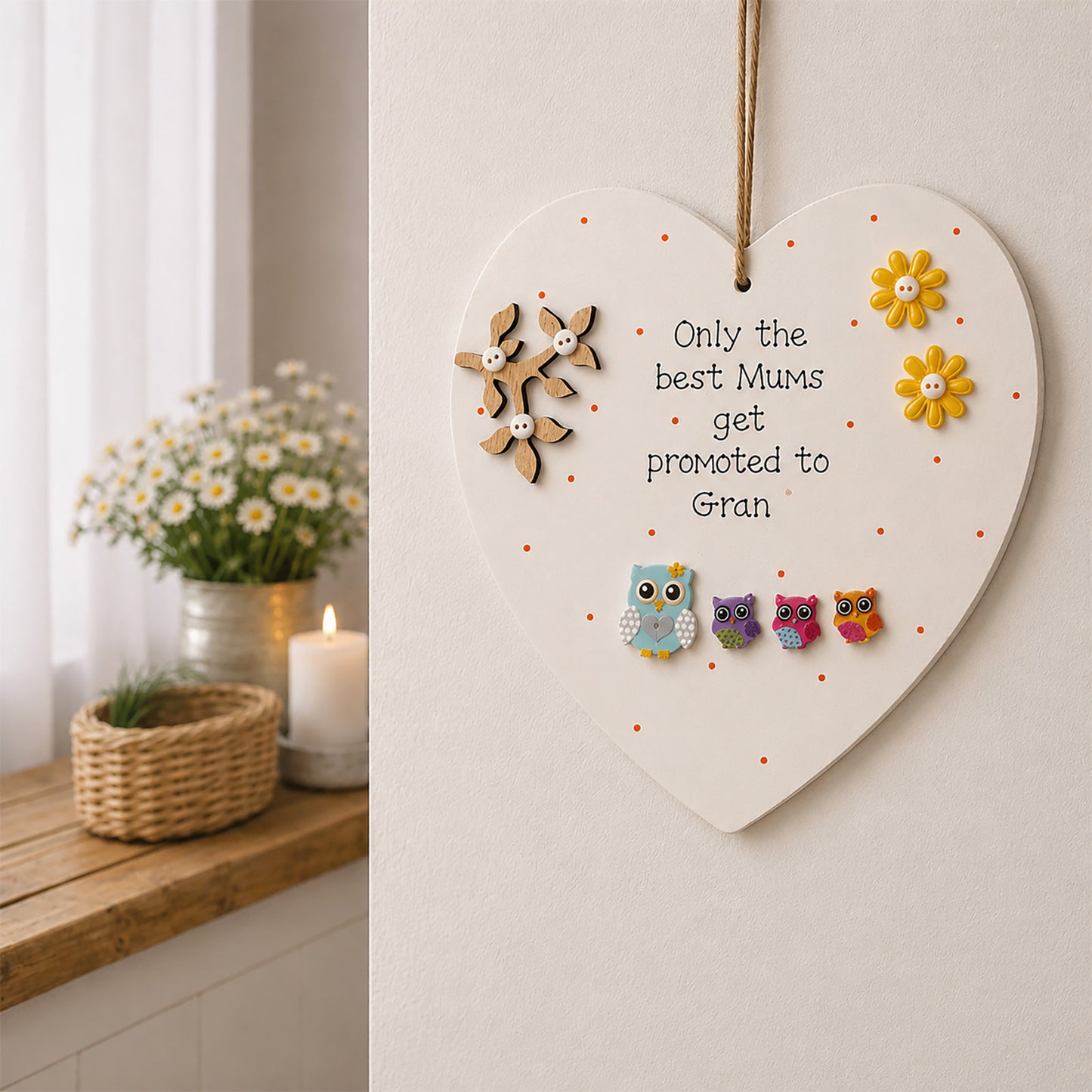 Wooden Heart Large Plaque Only the Best Mums Get Promoted to - MDF Style