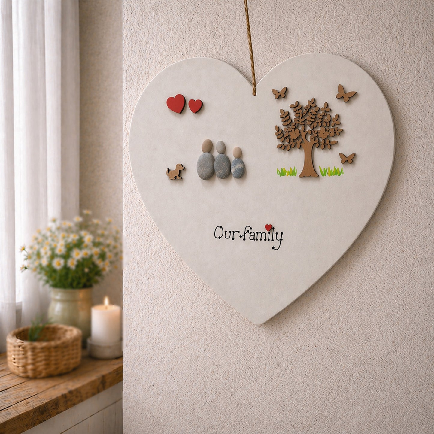 Pebble Family Wooden Plaque Extra Large MDF Style