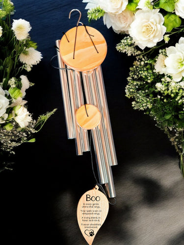 Personalised pet remembrance wind chime with custom engraving