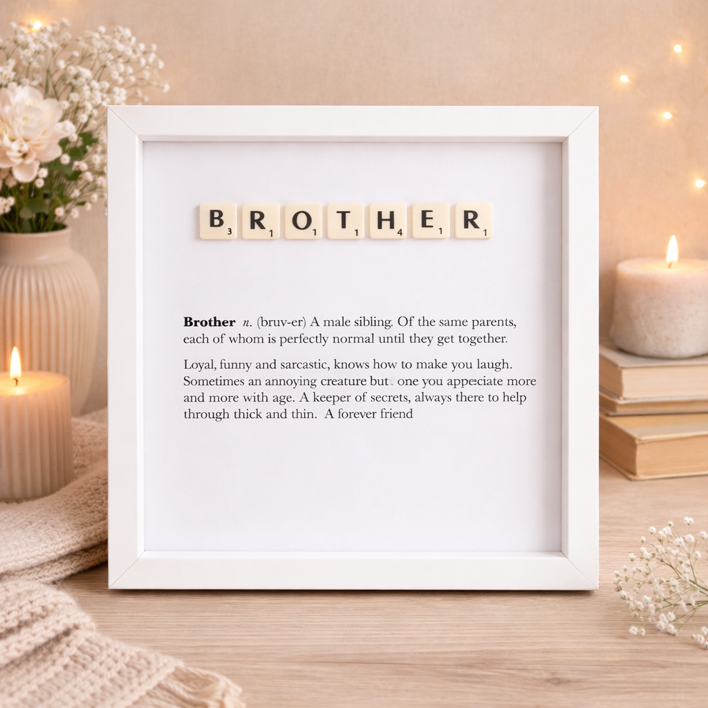 Brother Definition Boxed Frame - Scrabble Style Word Art Gift