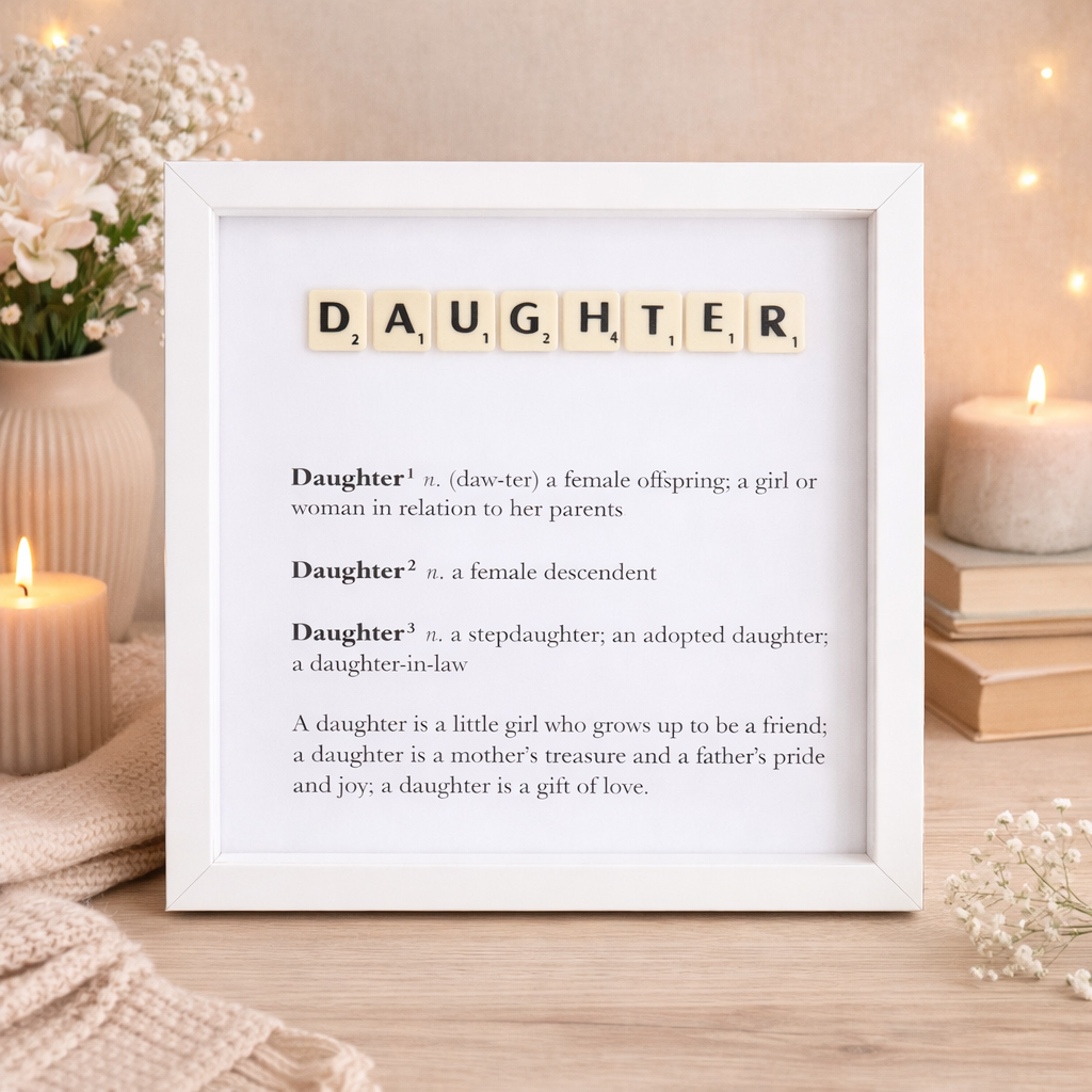 Daughter Definition Boxed Frame - Scrabble Style Word Art Gift