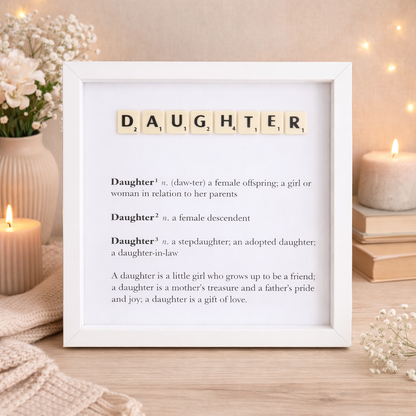 Daughter Definition Boxed Frame - Scrabble Style Word Art Gift