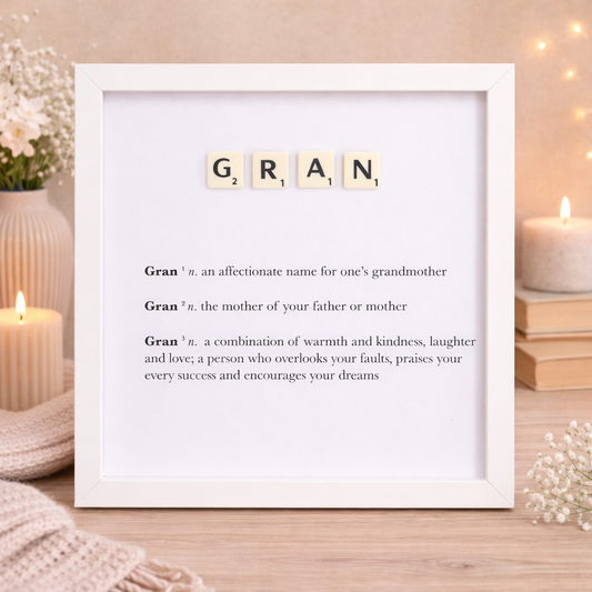 Gran Definition Boxed Frame - Scrabble Style Word Art Gift
