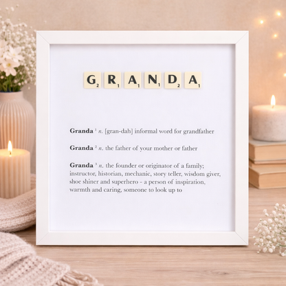 Granda Definition Boxed Frame - Scrabble Style Word Art Gift