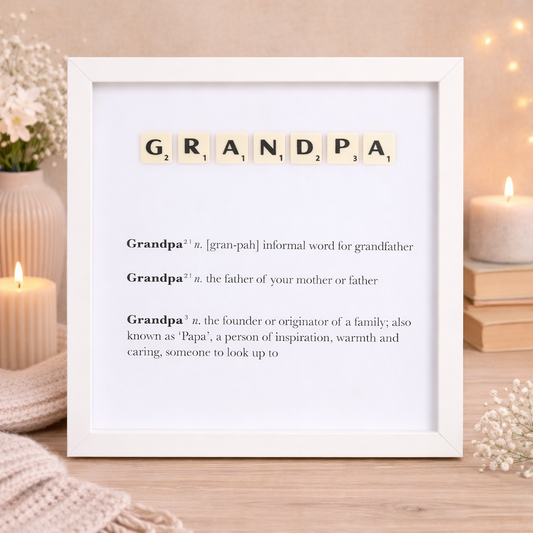 Grandpa Definition Boxed Frame - Scrabble Style Word Art Gift