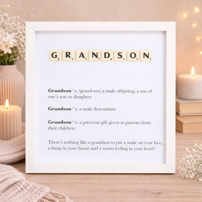 Grandson Definition Boxed Frame - Scrabble Style Word Art Gift