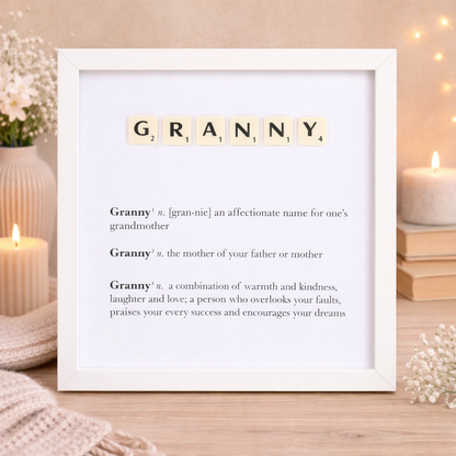 Granny Definition Boxed Frame - Scrabble Style Word Art Gift