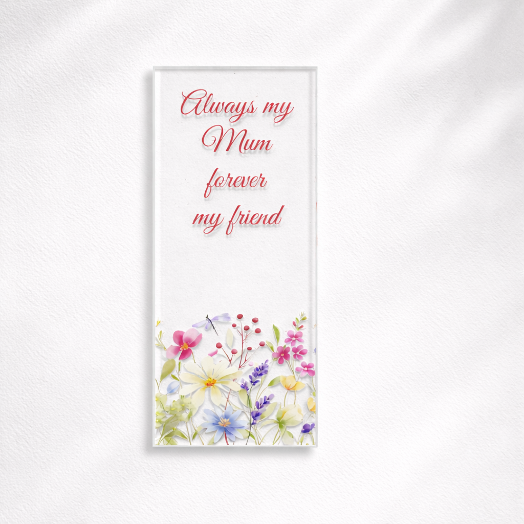 Close-up of personalised floral glass panel featuring colourful flower design