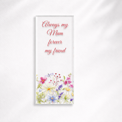 Close-up of personalised floral glass panel featuring colourful flower design