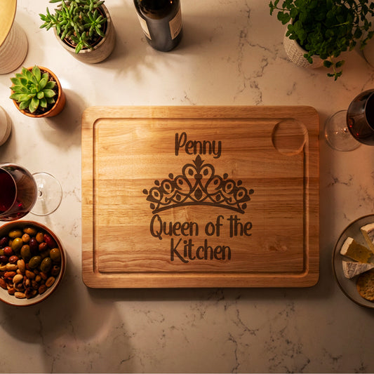 Personalised Queen of the Kitchen Chopping Board Gift UK