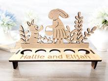 Load image into Gallery viewer, Easter bunny stand, with creme eggs, kids easter gift
