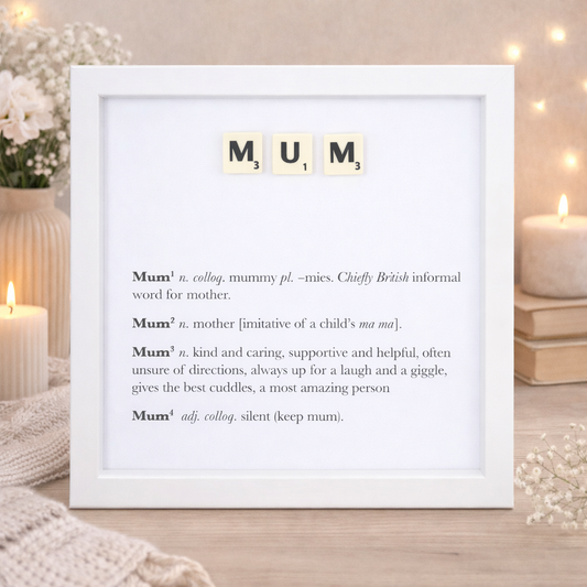 Mum Definition Boxed Frame - Scrabble Style Word Art Gift