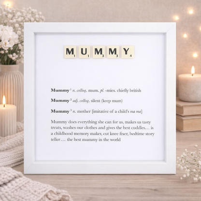 Mummy Definition Boxed Frame - Scrabble Style Word Art Gift