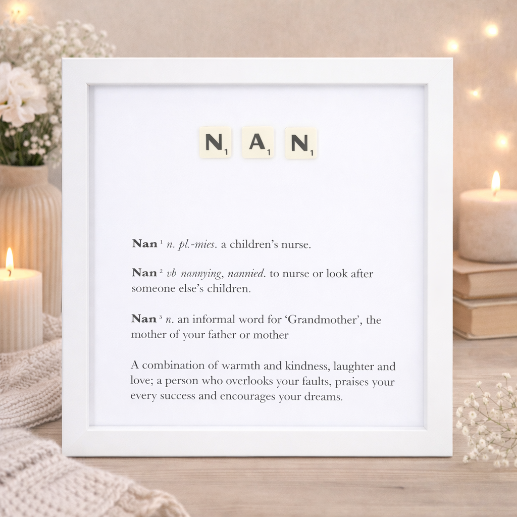 Nan Definition Boxed Frame - Scrabble Style Word Art Gift
