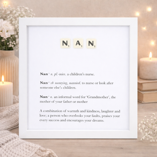 Nan Definition Boxed Frame - Scrabble Style Word Art Gift