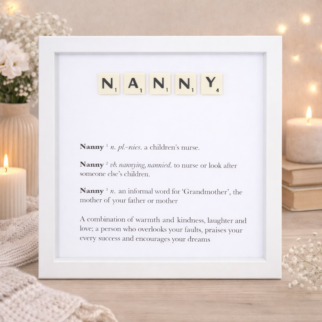 Nanny Definition Boxed Frame - Scrabble Style Word Art Gift