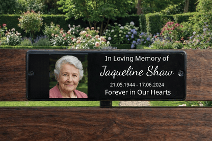 Personalised Photo Memorial Bench Plaque - Weatherproof Acrylic