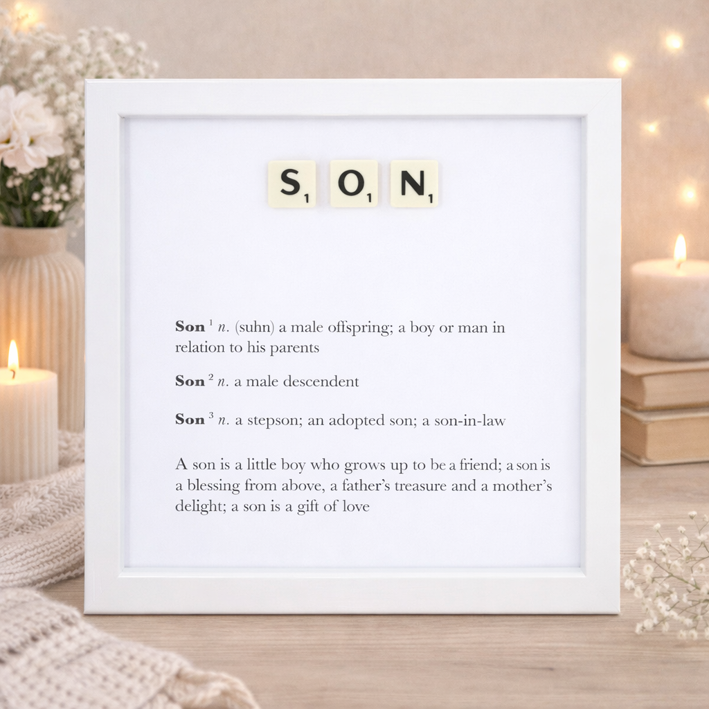 Son Definition Boxed Frame - Scrabble Style Word Art Gift