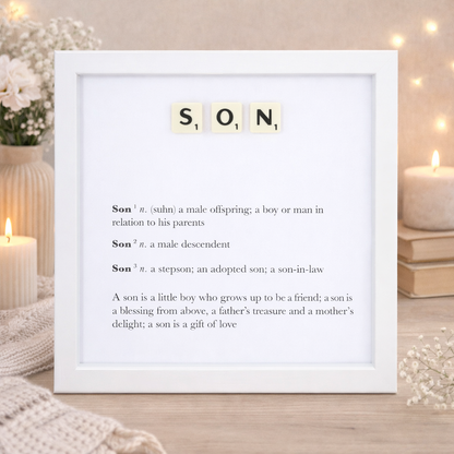 Son Definition Boxed Frame - Scrabble Style Word Art Gift