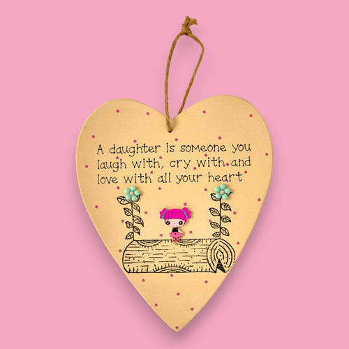 wooden plaque with verse a daughter is someone you laugh with cry with and love with all your heart