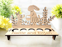 Load image into Gallery viewer, Easter bunny stand, with creme eggs, kids easter gift
