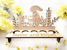 Load image into Gallery viewer, Easter bunny stand, with creme eggs, kids easter gift

