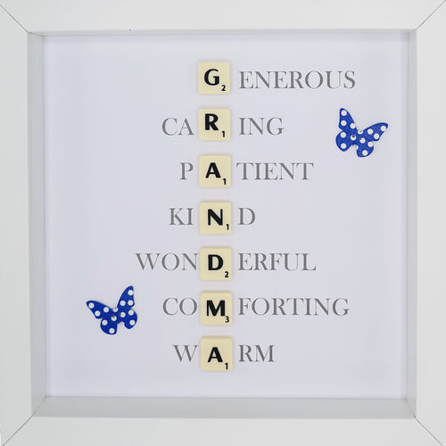Grandma Scrabble Letter Tile Initials Boxed Frame | MadeWithaSmile