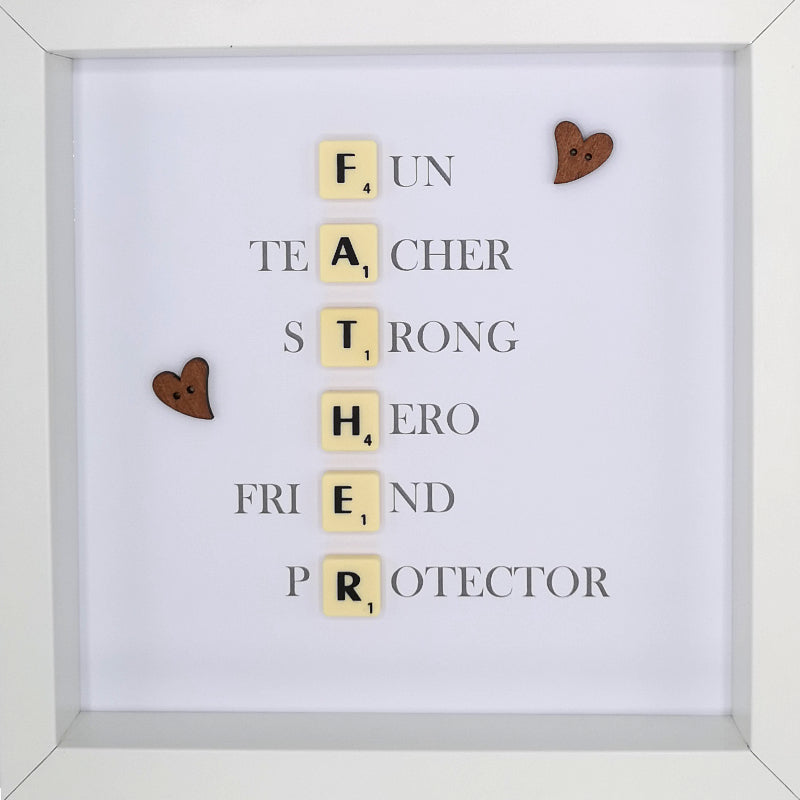 Father Scrabble Letter Tile Initials Boxed Frame | MadeWithaSmile