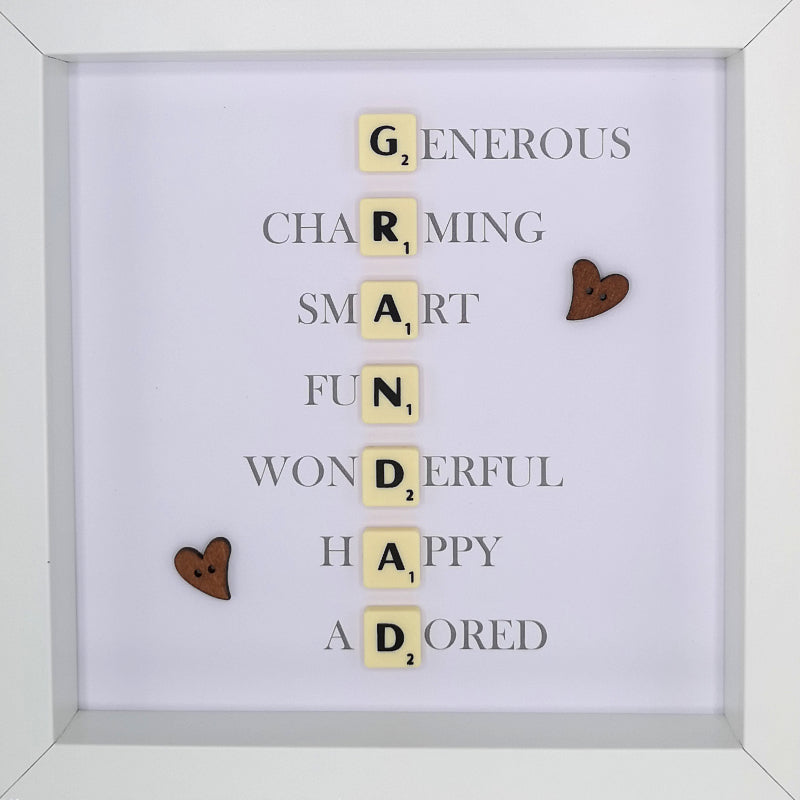 Grandad Scrabble Letter Tile Initials Boxed Frame | MadeWithaSmile
