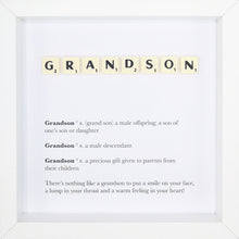 Load image into Gallery viewer, Grandson Scrabble Letter Tile Boxed Frame | MadeWithaSmile
