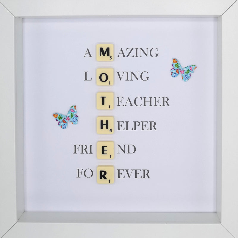 Mother Scrabble Letter Tile Initials Boxed Frame | MadeWithaSmile