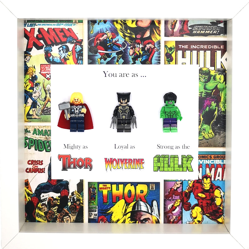 Thor, Wolverine & The Hulk Minifigure Marvel Comics Boxed Frame | MadeWithaSmile 